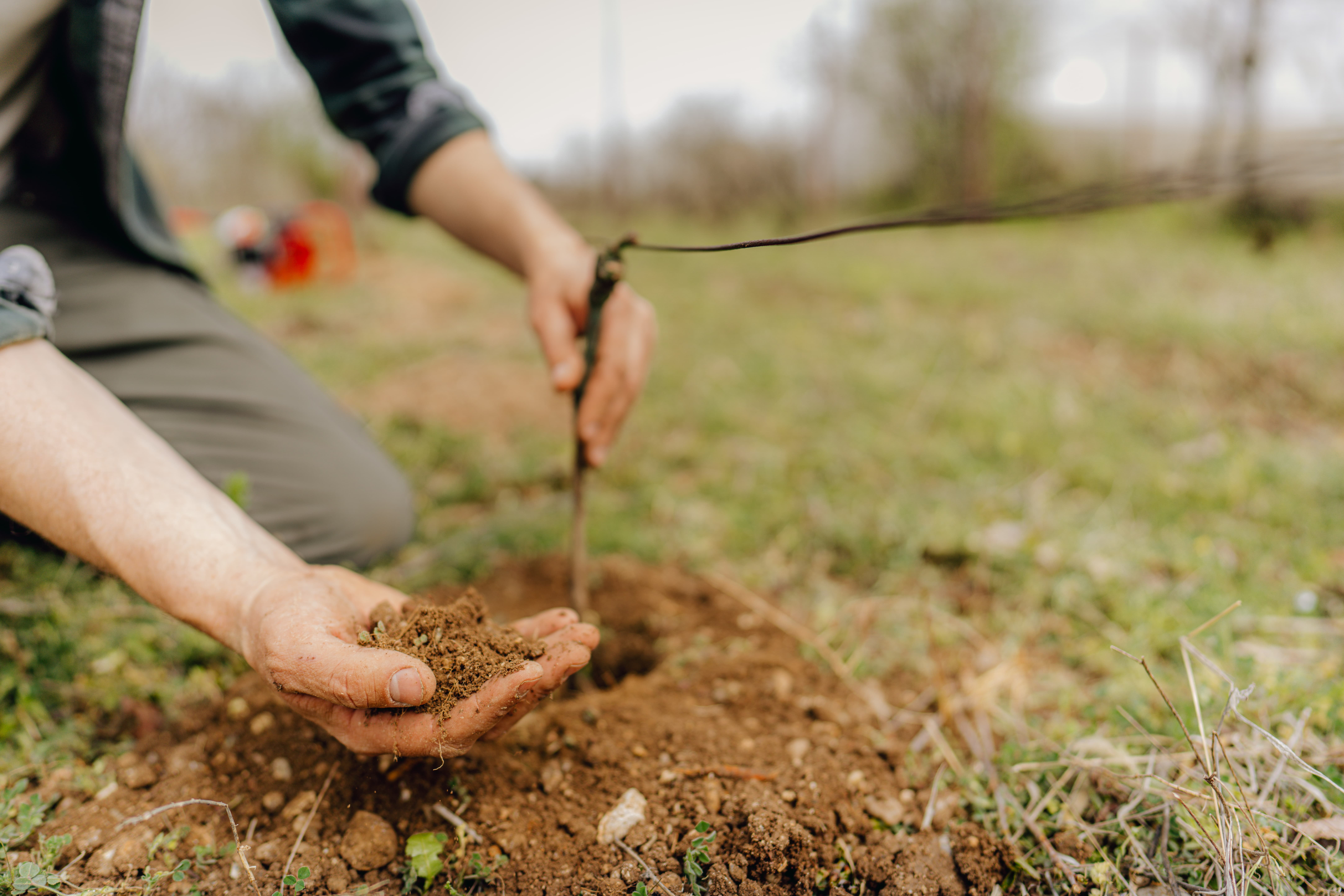 Agriculteur vérifiant le sol de son champ à l'aide d'une sonde